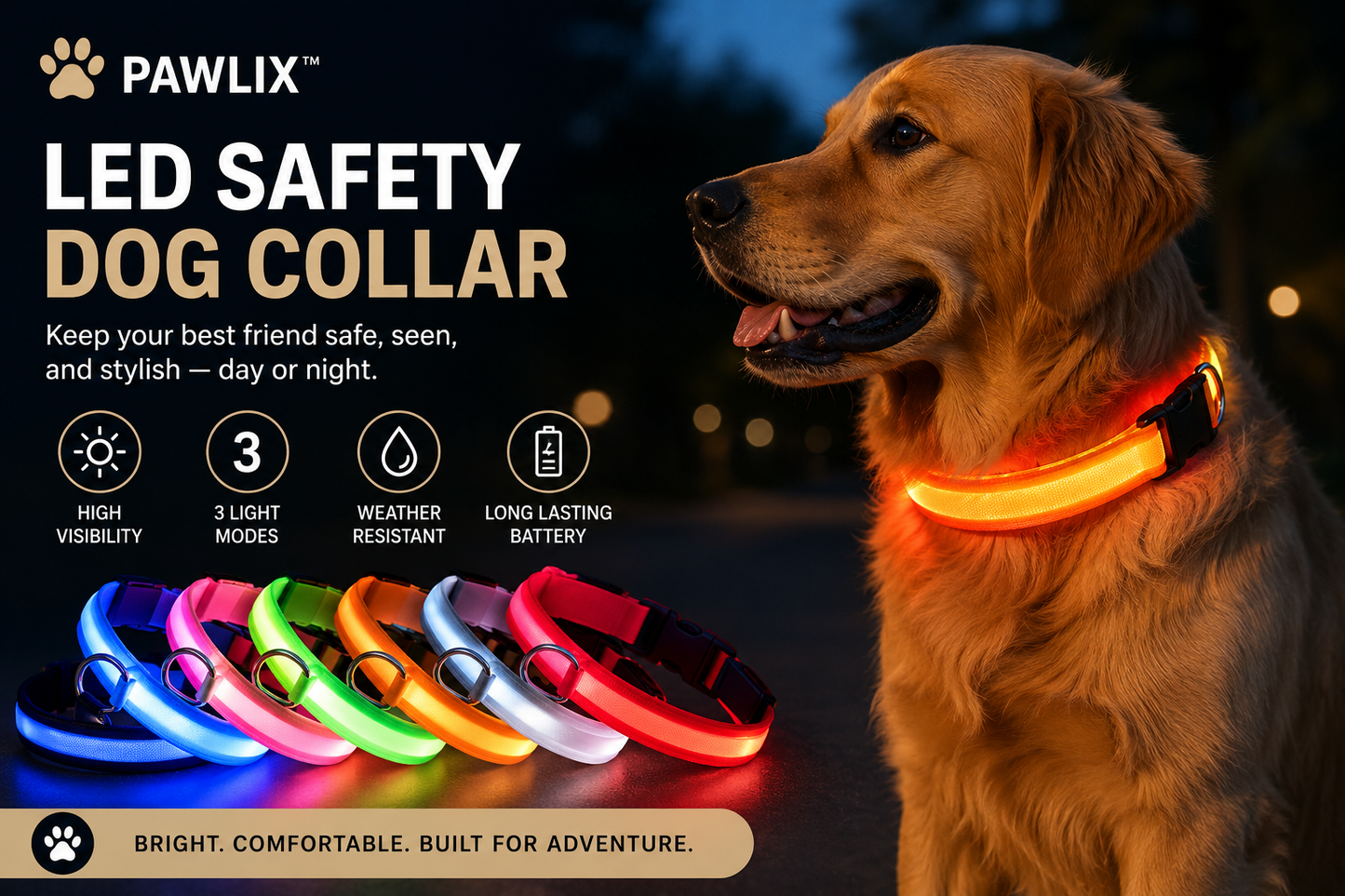 Pawlix™ GlowGuard LED Dog Collar